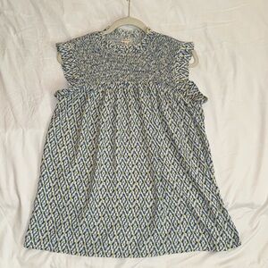 Blue and White Smocked Dress